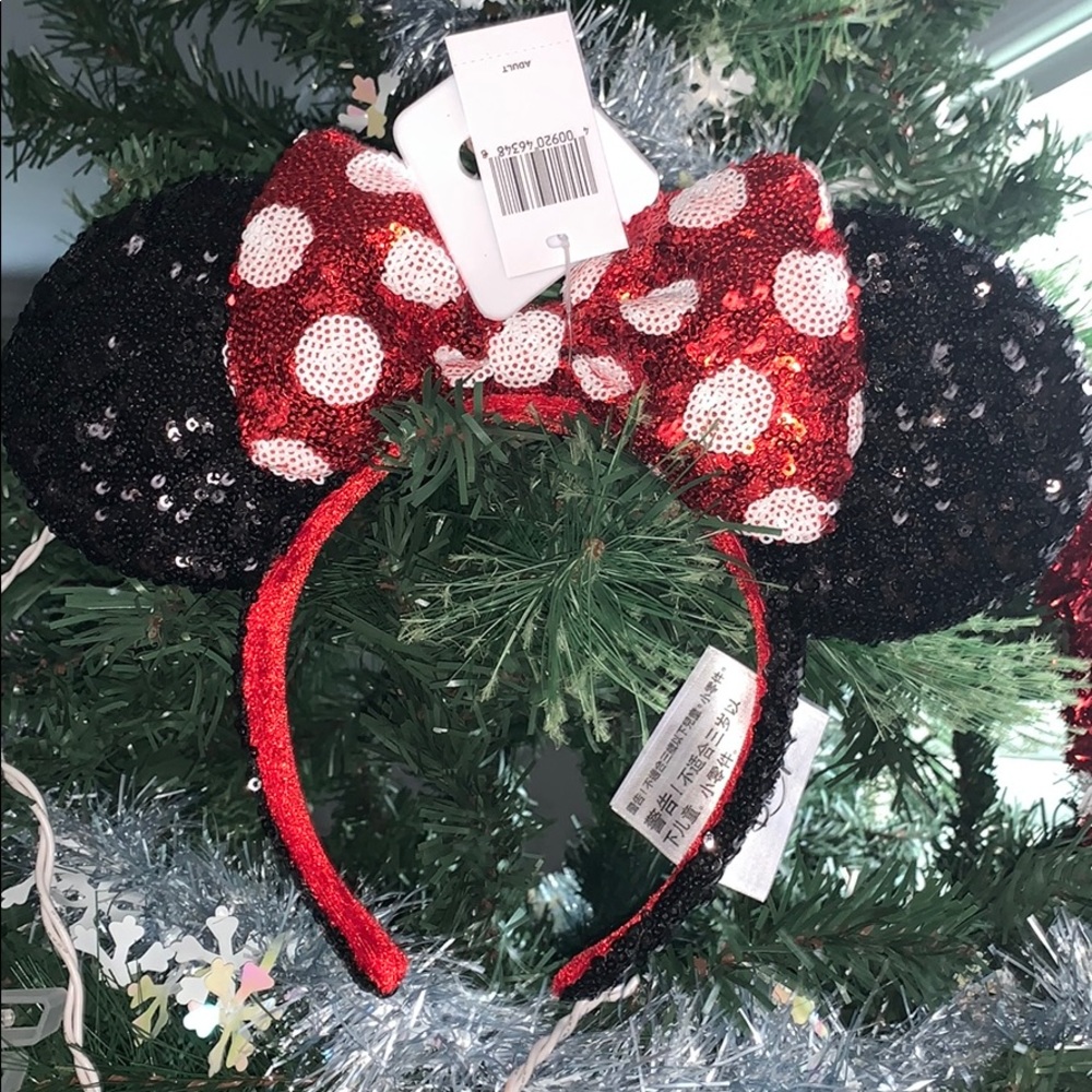 Disney Minnie Red and White Sequined Ears - Picture 3 of 4